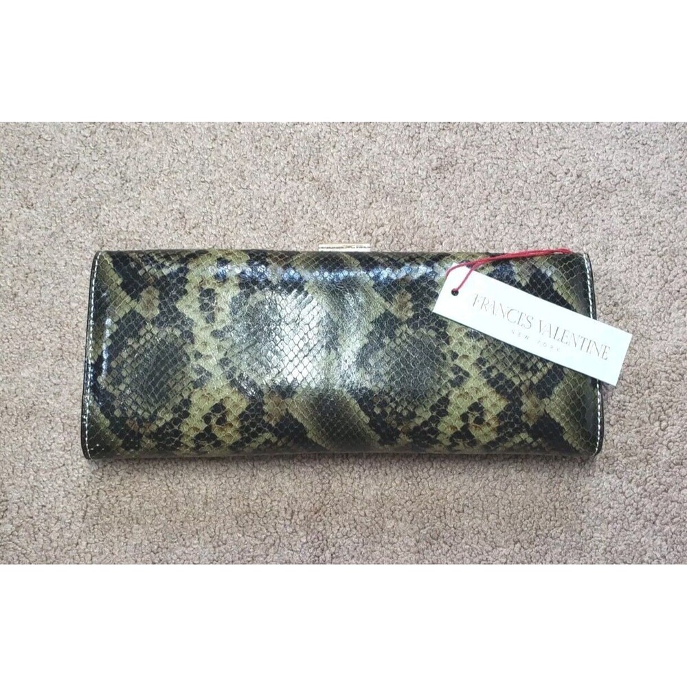 Frances Valentine Eleni All Over Snake Nat/Olive Clutch Elenisne New With Tags